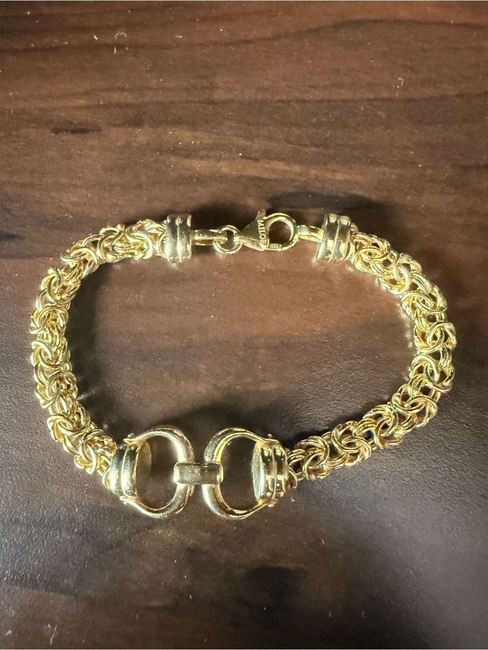 Milor Gold over 925 SS Byzantine Bracelet with Horsebit Accent